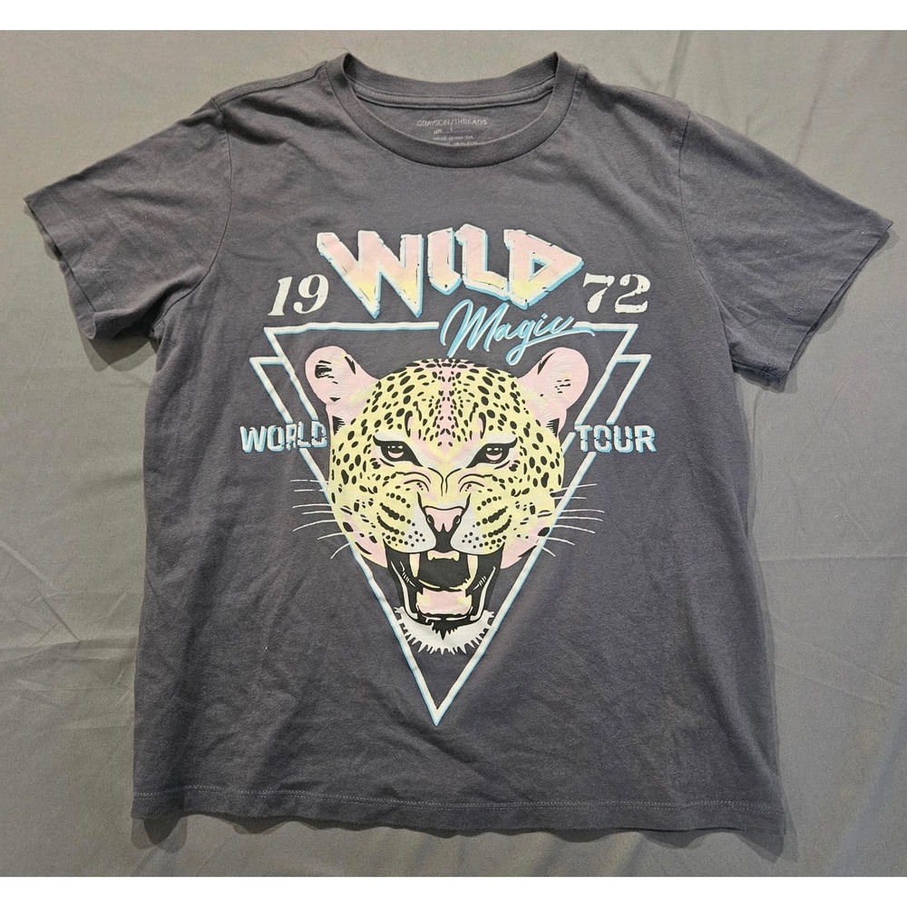 Grayson Threads T-Shirt Womens Large Gray Wild Magic Leopard Graphic